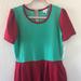 Lularoe Dresses | Lularoe Amelia Dress Sea Foam Green & Red Colorblock Bnwt Xl Party Dress | Color: Green/Red | Size: Xl