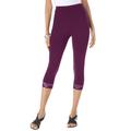 Plus Size Women's Lace-Trim Essential Stretch Capri Legging by Roaman's in Dark Berry (Size 6X) Activewear Workout Yoga Pants