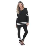 Plus Size Women's Mesh Colorblock Lounge Set by Roaman's in Black White (Size 42/44) Matching Long Sleeve Shirt and Leggings