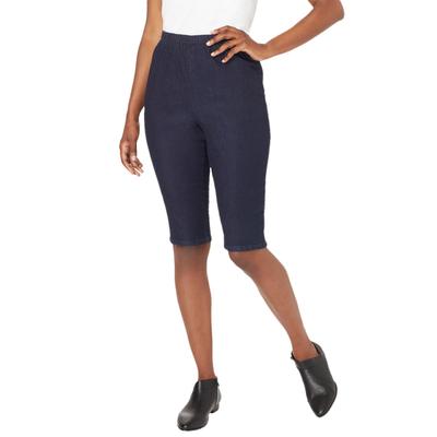 Plus Size Women's Pull-On Stretch Bermuda Jean Short by Denim 24/7 in Indigo Wash (Size 42 W)