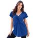 Plus Size Women's Flutter-Sleeve Sweetheart Ultimate Tee by Roaman's in Ultra Blue (Size 38/40) Long T-Shirt Top