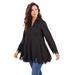 Plus Size Women's Embroidered Fit-and-Flare Tunic by Roaman's in Black (Size 34 W) Long Shirt Blouse