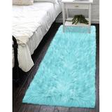 Blue 60 x 24 x 2.5 in Area Rug - Everly Quinn Jeremial Handmade Shag Faux Sheepskin Pale Area Rug Sheepskin/Faux Fur | Wayfair