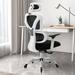 Inbox Zero Comfy Breathable Ergonomic Task Chair w/ Headrest Upholstered in Gray/Black/Brown | 50 H x 21.4 W x 17.7 D in | Wayfair