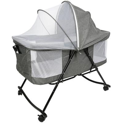 Baby Wiege KinderBett Stubenwagen Beistellbett mit Moskitonetz Faltbar 106×92×55cm Grau Image