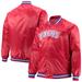 Men's Mitchell & Ness Red Philadelphia 76ers Big Tall Hardwood Classics Raglan Satin Full-Snap Jacket