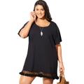 Plus Size Women's Courtney Tassel Tunic by Swimsuits For All in Black (Size 10/12)