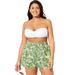 Plus Size Women's Emma Tie-Front Beach Shorts by Swimsuits For All in Green White Palm (Size 14/16)