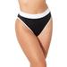 Plus Size Women's Colorblock High Leg Bikini Bottom by Swimsuits For All in Black White (Size 14)