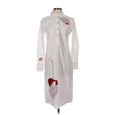 Saks Potts Casual Dress - Shirtdress: White Solid Dresses - Used - Size 1