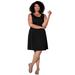 Masseys Go-To Fit-And-Flare Dress (Size M) Black Beauty, Polyester,Spandex