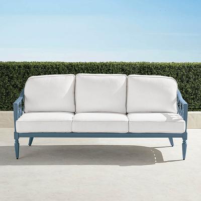 Avery Sofa with Cushions in Moonlight Blue Aluminum - Standard, Frida Leaf Indigo - Frontgate