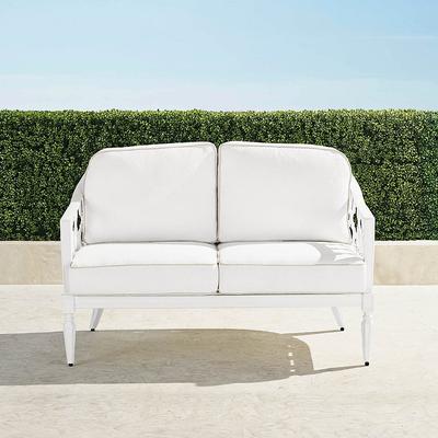 Avery Loveseat with Cushions in White Aluminum - Standard, Coffee - Frontgate