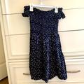 Brandy Melville Dresses | Brandy Melville Dark Navy Blue Off The Shoulder Summer Dress W/Flowers. | Color: Blue | Size: Os