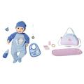 Baby Annabell Zapf Creation 702482 Puppe Alexander, blau & 703151 Wickeltasche für 43cm Puppe - Leicht für kleine Hände, Spiel fördert Empathie & Soziale Fähigkeiten, für Kleinkinder ab 3 Jahren