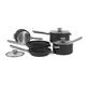 Ninja ZEROSTICK Stackable Cookware 5-Piece Pan Set, Non-Stick, 3 Saucepans with Oven-Safe Glass Lids & 2 Frying Pans, Long Lasting Hard Anodised Aluminium, Grey, C55000UK