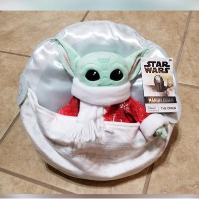 Disney Toys | Disney's The Mandalorian Christmas Baby Yoda Pillow Plush | Color: Silver/White | Size: Osbb