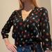 Madewell Tops | Madewell Black Floral Blouse Sz Xxs | Color: Black | Size: Xxs