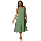 Plus Size Women's Button-Down Gauze Maxi by Jessica London in Olive Drab (Size 28 W)