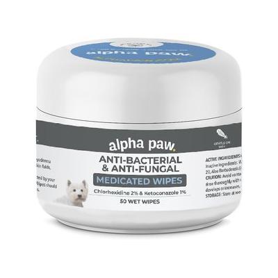 Alpha Paw Antibacterial & Antifungal Medicated Dog & Cat Wipes, 50 count