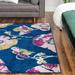 Gray 24 x 0.5 in Area Rug - Andover Mills™ Zabel Floral Navy Blue/Pink/Yellow Area Rug Polypropylene | 24 W x 0.5 D in | Wayfair