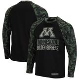 Men's Colosseum Black/Camo Minnesota Golden Gophers Big & Tall OHT Military Appreciation Raglan Long Sleeve T-Shirt