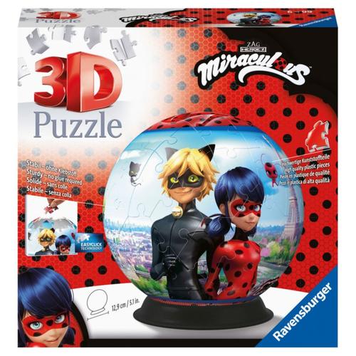 Ravensburger 3D Puzzle 11167 - Puzzle-Ball Miraculous - 72 Teile - Puzzle-Ball Erwachsene und Kinder ab 6 Jahren Kinder