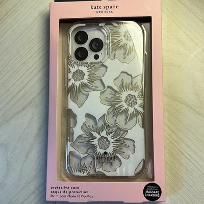 Kate Spade Accessories | Kate Spade Case For Iphone 13 Pro Max White/Clear W/Crystal Floral New In Box | Color: Silver/White | Size: Iphone 13 Pro Max