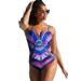 Plus Size Women's Macrame Underwire One Piece Swimsuit by Swimsuits For All in Purple Pink (Size 12)