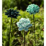 Arlmont & Co. Bell Trace Flower 3 Piece Garden Stake Set Ceramic | 29 H x 4.5 W x 4.5 D in | Wayfair 0087DF2507B24A108791373EEEB2F658