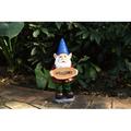 Trinx Solar Garden Gnome Welcome Home Outdoor Statue w/ Spotlight Resin/Plastic in Blue/Green/Red | 15 H x 6.3 W x 6.69 D in | Wayfair