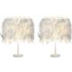 2 Pack Moderne Lampe de Chevet Plume E27 Lampe de Table pour Maison Bar Restaurant Blanc - Blanc