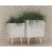 White Light Grey or Grey Fiber Clay Boho Modern Planter Pot (Set of 2) - S/2 15", 18"H