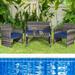 Costway 8PCS Patio Rattan Furniture Set Conversation Glass Table Top - 8-Piece Sets