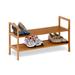 2-Tier Bamboo Shoe Shelf Rack - Holds 6 to 8 Pairs of Shoes - 15.8 x 27.5 x 10.2 inches