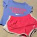 Nike Matching Sets | Nike Drifit Forever Fierce Shirt/Shorts Set 12 Mon | Color: Blue/Pink | Size: 12mb