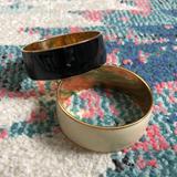 J. Crew Jewelry | *Pair Of 2* J. Crew | Black And Creme 1” Enamel Bangle Bracelets | Color: Black/Cream | Size: Os