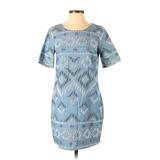 Old Navy Casual Dress - Shift: Blue Chevron/Herringbone Dresses - Women's Size X-Small