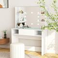 Susany Makeup Table with LED Lights, Bedroom Dressing Tables, Vanity Table, Dressing Table, Modern Style, 100x40x135 cm MDF White