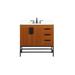 36 inch single bathroom vanity in teak with backsplash - Elegant Lighting VF48836MTK-BS