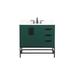 36 inch single bathroom vanity in green with backsplash - Elegant Lighting VF48836MGN-BS