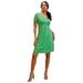 Masseys Favorite V-Neck Dress (Size 2X) Tropical Green, Viscose,Spandex