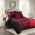 Rosdorf Park Microfiber Floral Jacquard Patchwork 7 Piece Comforter Set Microfiber in Red | Queen Comforter + 6 Additional Pieces | Wayfair