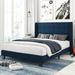 Latitude Run® Platform Bed Frame w/ Wingback Upholstered/Metal/Linen in Blue | 62.5 W x 83 D in | Wayfair 167ECD7E14E047E4B7F95DC1F1AAF576