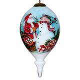 Inner Beauty Santa and Snowman Hand Painted Glass Ornament - N/A
