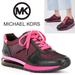 Michael Kors Shoes | Michael Kors Allie Trainer Extreme Fuchsia Pink Black Leather Fashion Sneaker | Color: Black/Pink | Size: 7.5