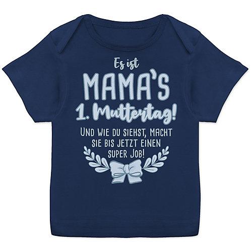 Muttertag Mama Geschenk Baby - Baby T-Shirt - Mama's 1. Muttertag Super Job Blau - T-Shirts Kinder dunkelblau Baby