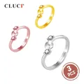 CLUCI-Bagues Ajustables en Argent Sterling 925 pour Femme Bijoux en Argent 925 Perle de Montage