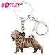 Bonsny Statement Acrylic Debout Shar Pei Dog Key EquiKeychain Rings Animal Jewelry for Women Girls