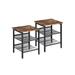 Industrial Nightstand, Set of 2 Side Tables, End Table with Adjustable Mesh Shelves - Rustic Brown